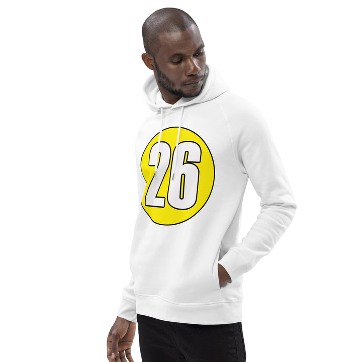 Unisex pullover hoodie: White on Yellow 26