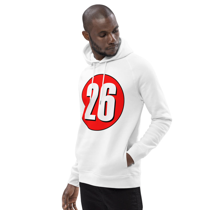 Unisex pullover hoodie: White on Red 26