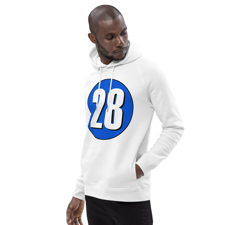 Unisex pullover hoodie: White on Periwinkle 28