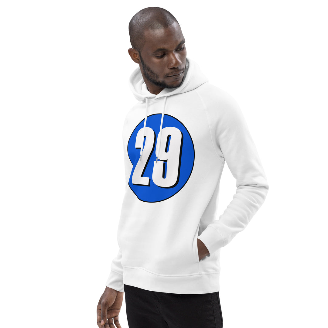 Unisex pullover hoodie: White on Periwinkle 29