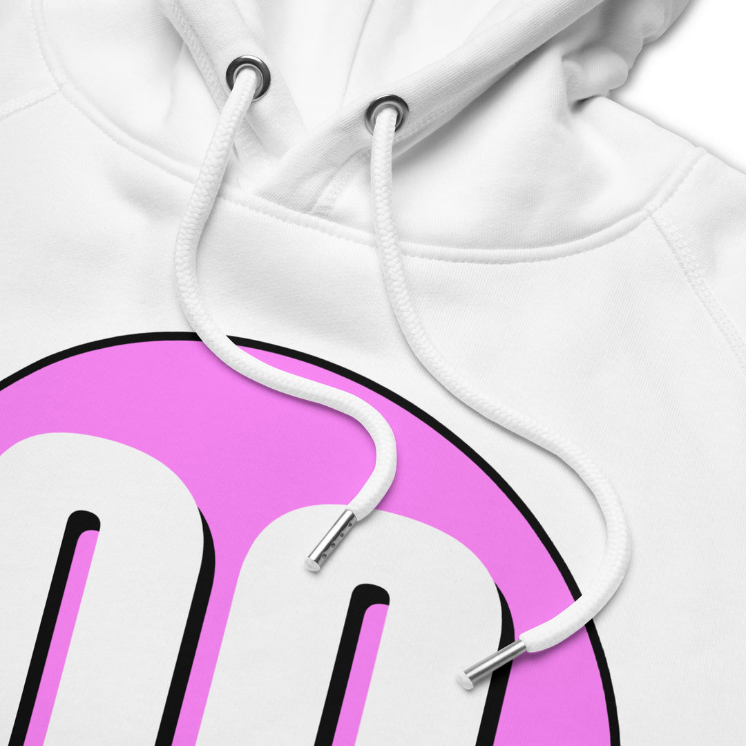 Unisex pullover hoodie: White on Pink 00