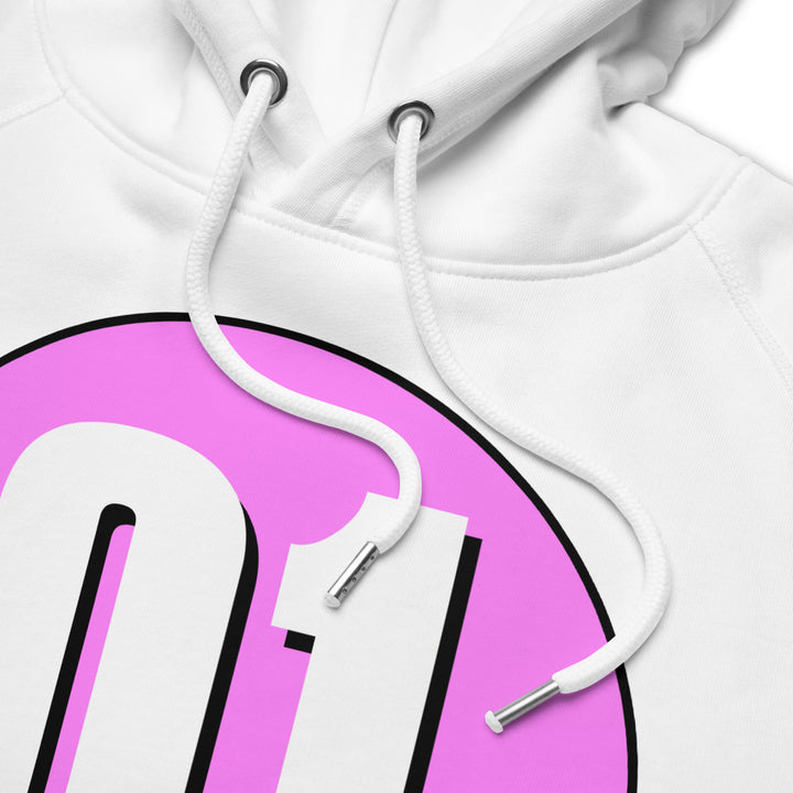 Unisex pullover hoodie: White on Pink 01