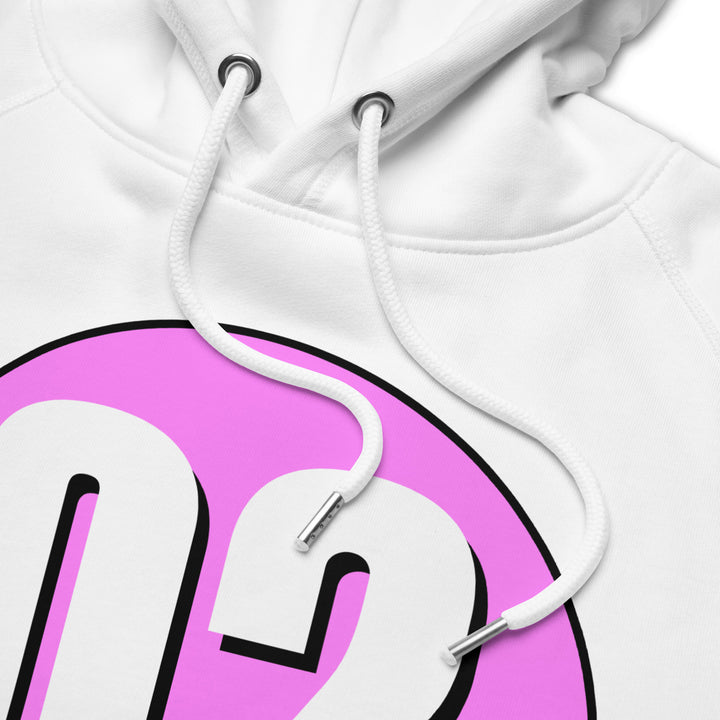 Unisex pullover hoodie: White on Pink 02