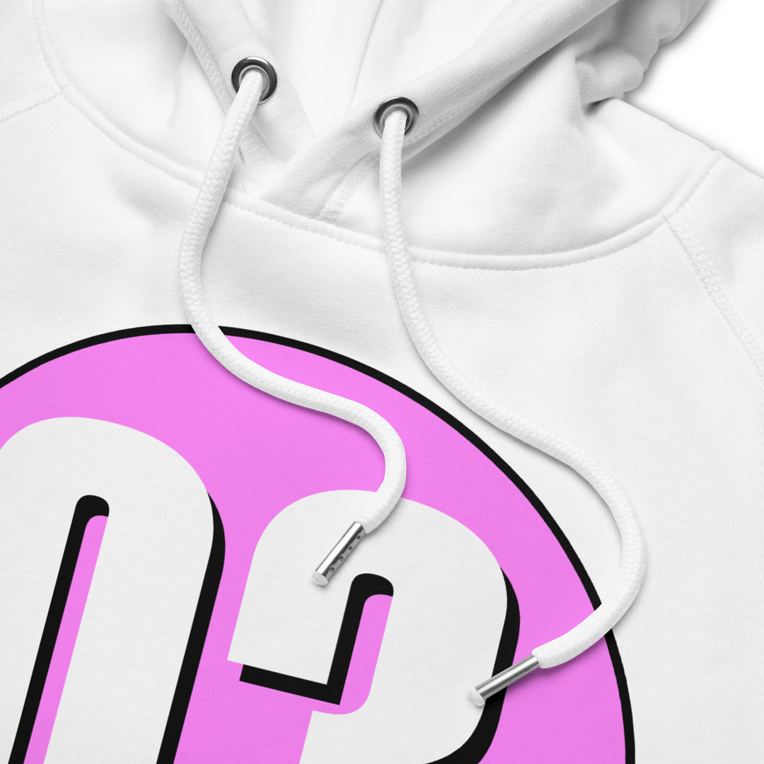 Unisex pullover hoodie: White on Pink 03