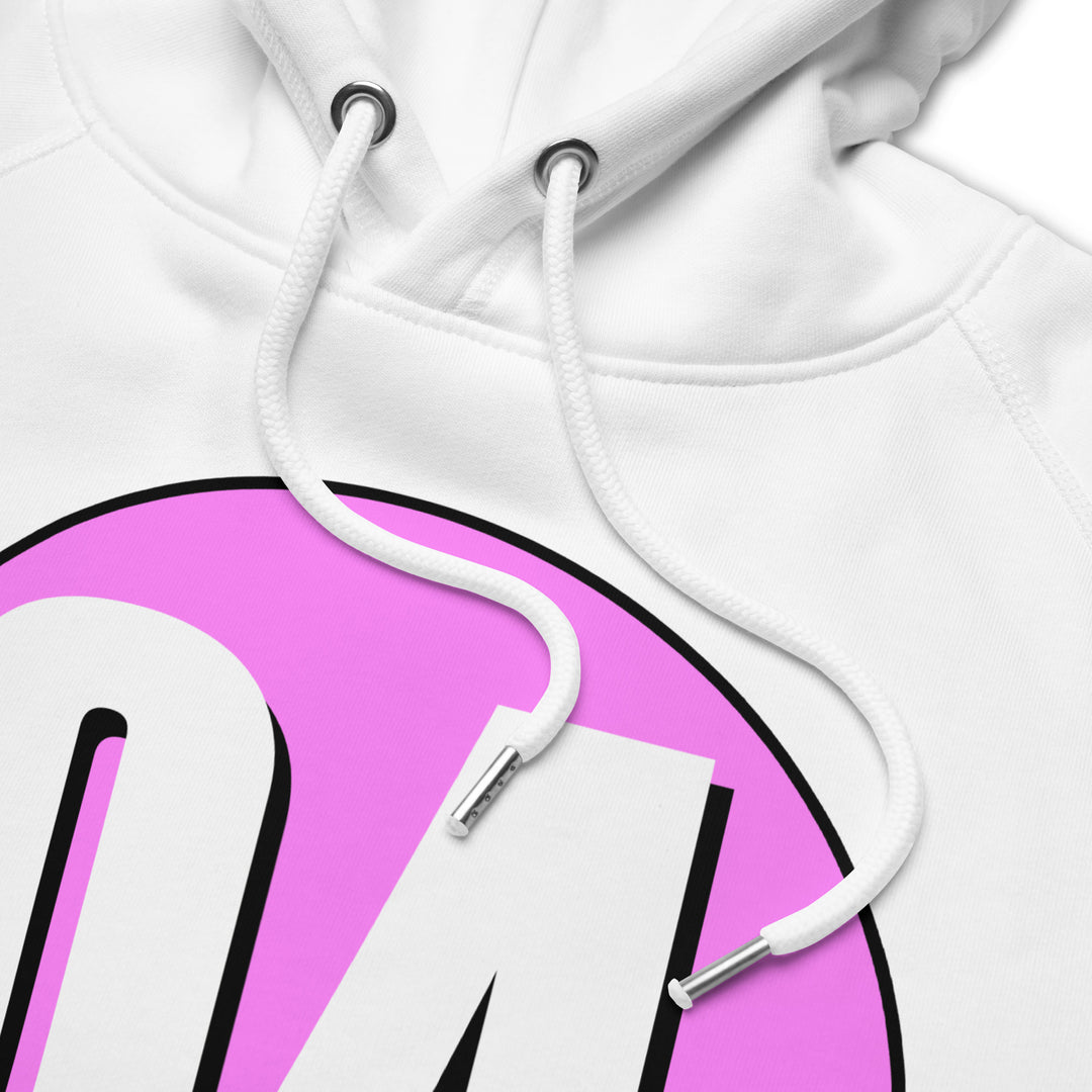 Unisex pullover hoodie: White on Pink 04