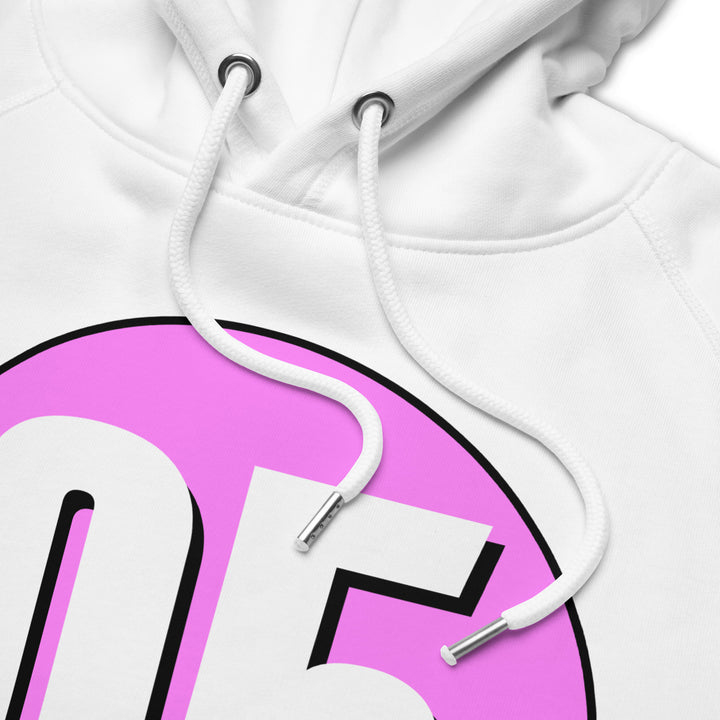 Unisex pullover hoodie: White on Pink 05