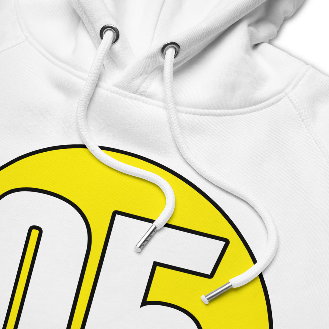 Unisex pullover hoodie: White on Yellow 05