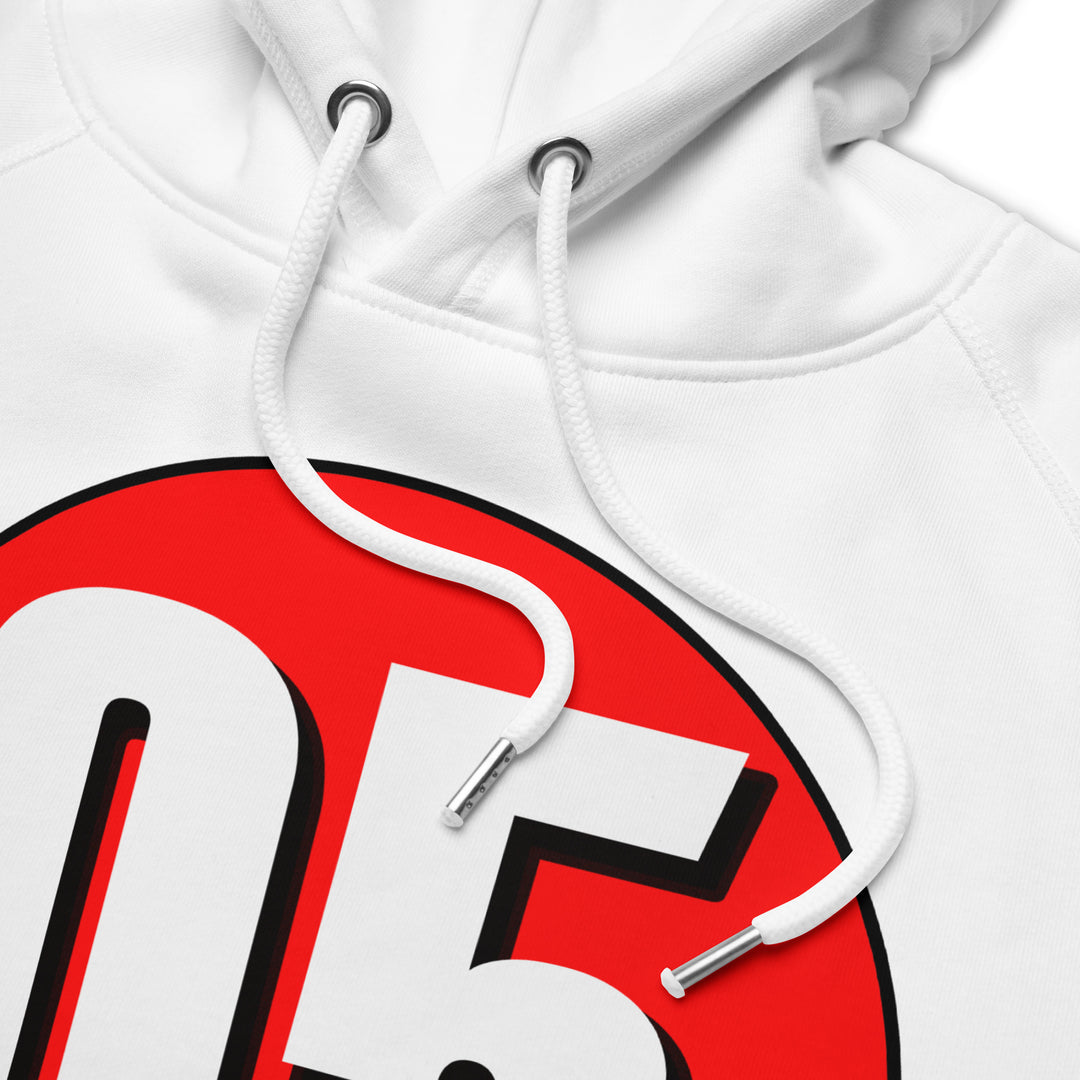 Unisex pullover hoodie: White on Red 05