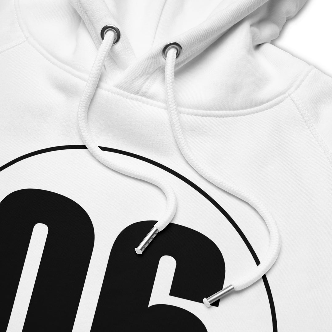 Unisex pullover hoodie: Black on White 06