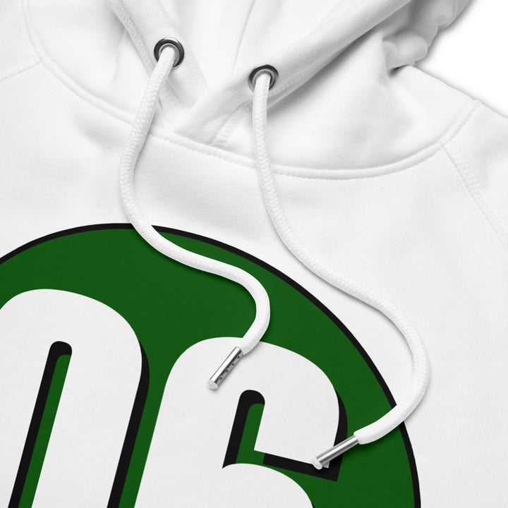 Unisex pullover hoodie: White on Hunter Green 06