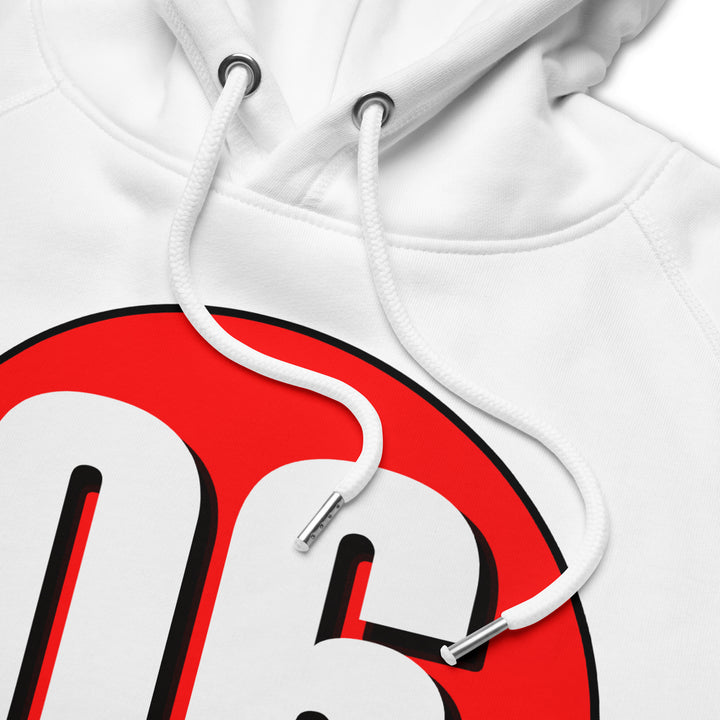 Unisex pullover hoodie: White on Red 06