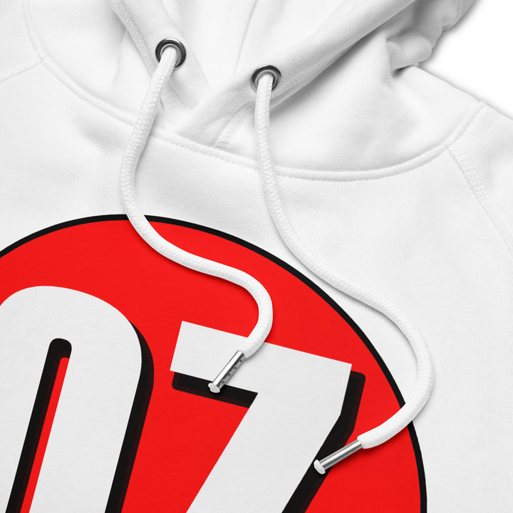 Unisex pullover hoodie: White on Red 07