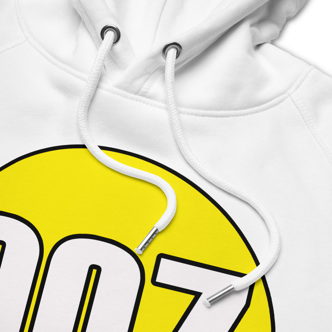 Unisex pullover hoodie: White on Yellow 007