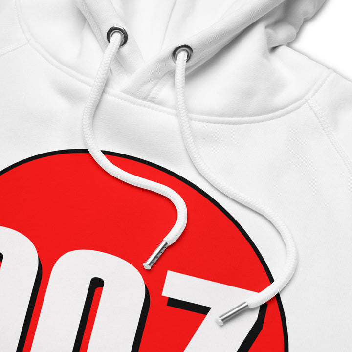 Unisex pullover hoodie: White on Red 007