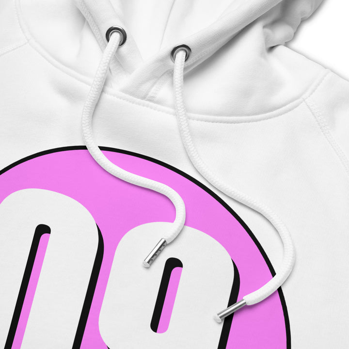 Unisex pullover hoodie: White on Pink 09