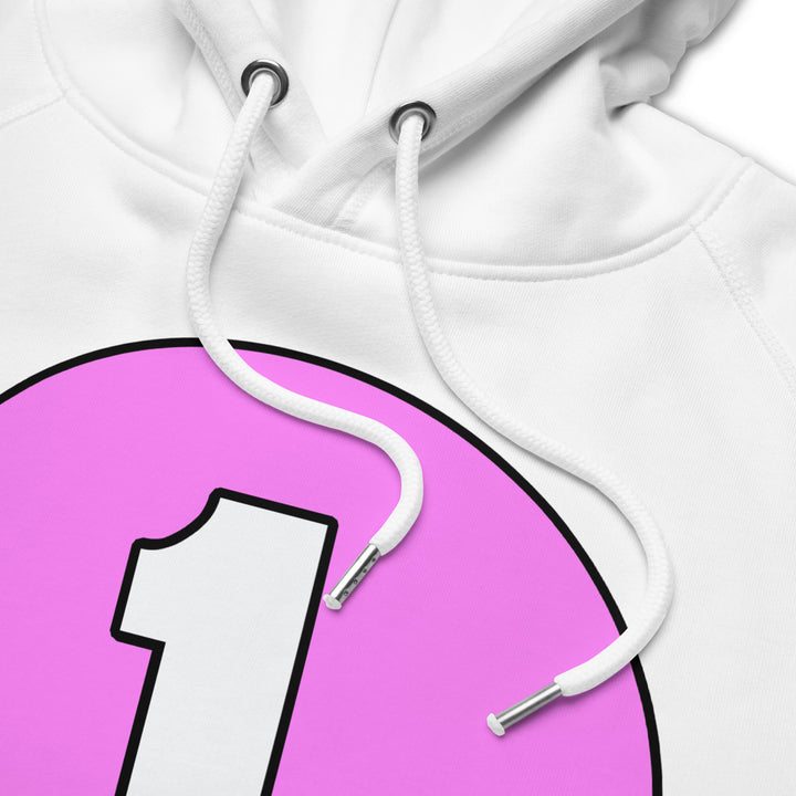 Unisex pullover hoodie: White on Pink 1