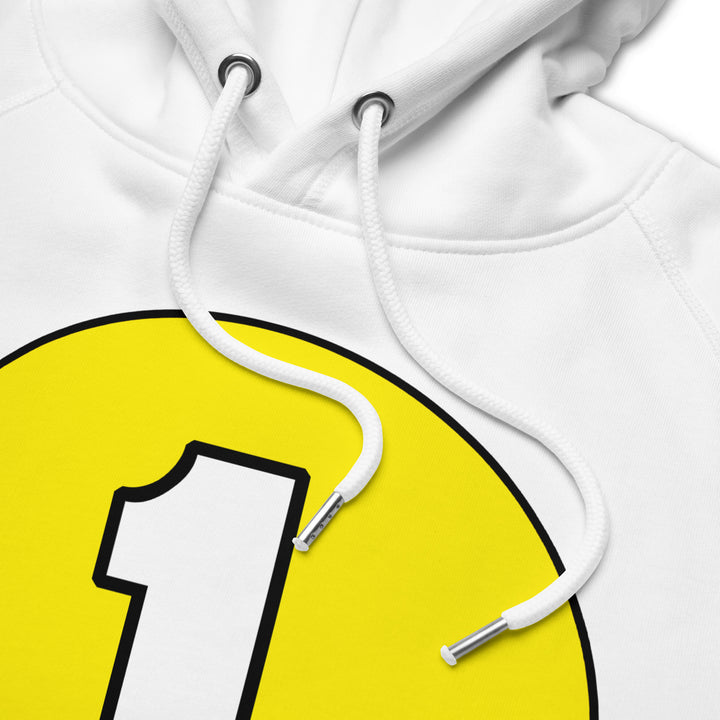 Unisex pullover hoodie: White on Yellow 1