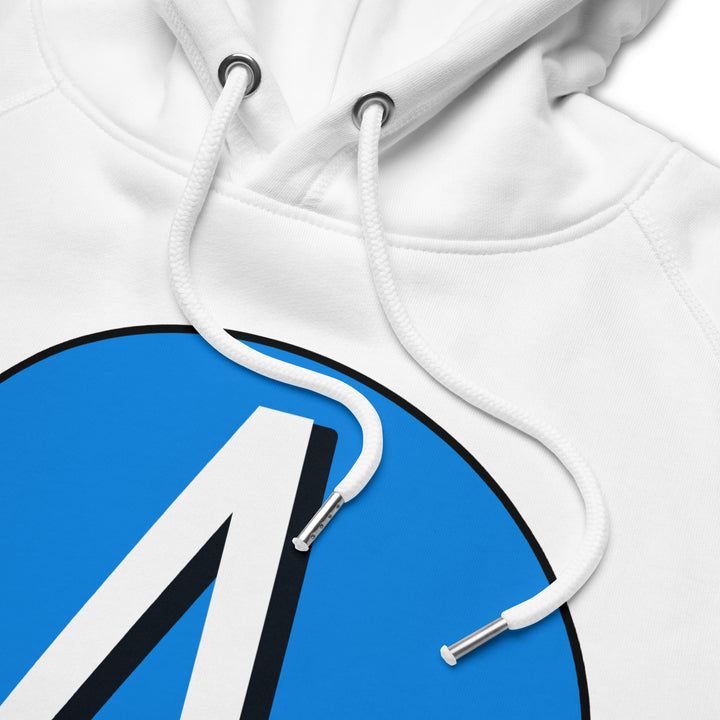 Unisex pullover hoodie: White on Blue 4