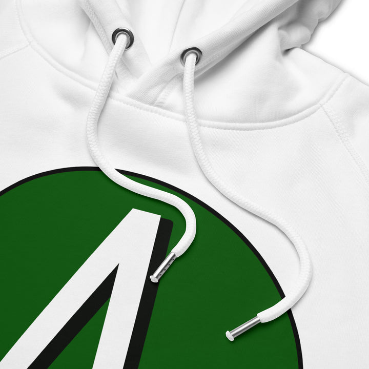 Unisex pullover hoodie: White on Hunter Green 4