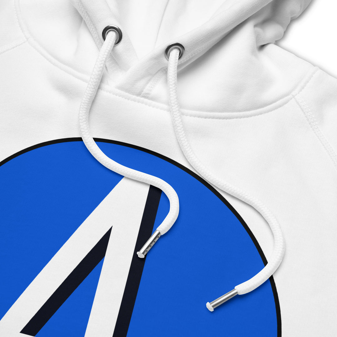 Unisex pullover hoodie: White on Periwinkle 4