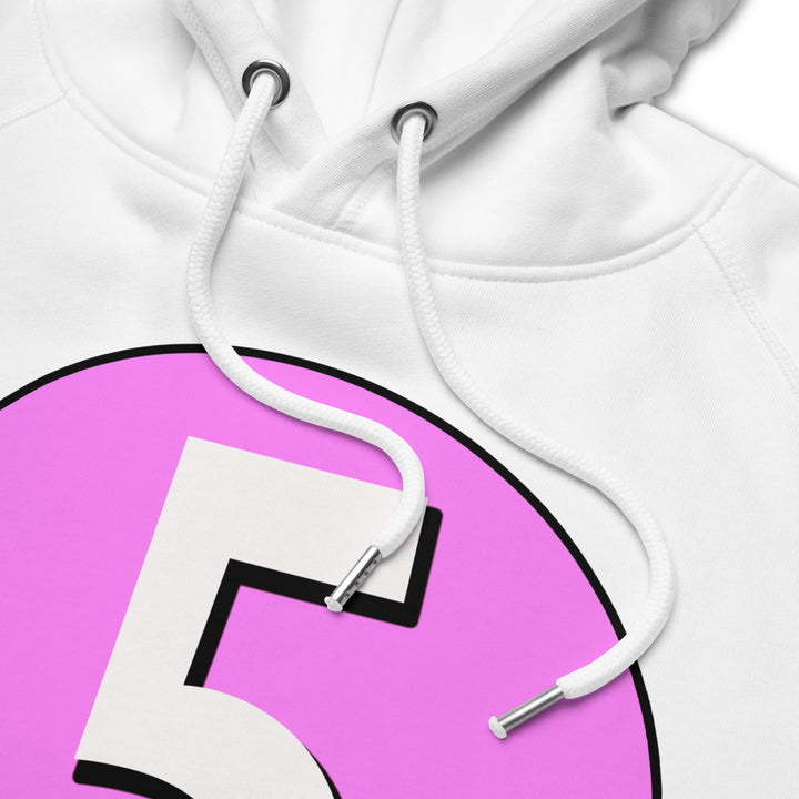 Unisex pullover hoodie: White on Pink 5