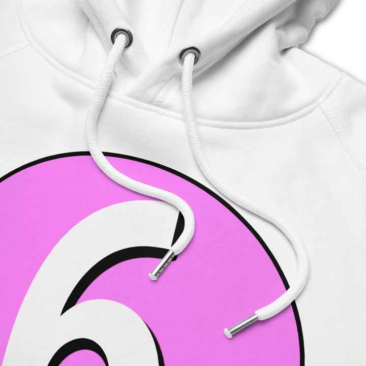 Unisex pullover hoodie: White on Pink 6