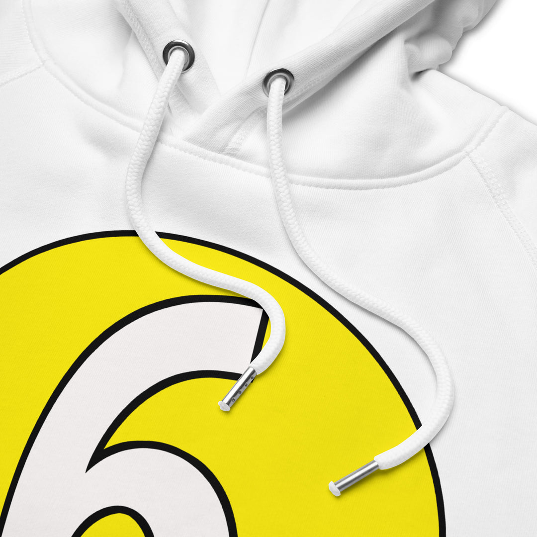 Unisex pullover hoodie: White on Yellow 6