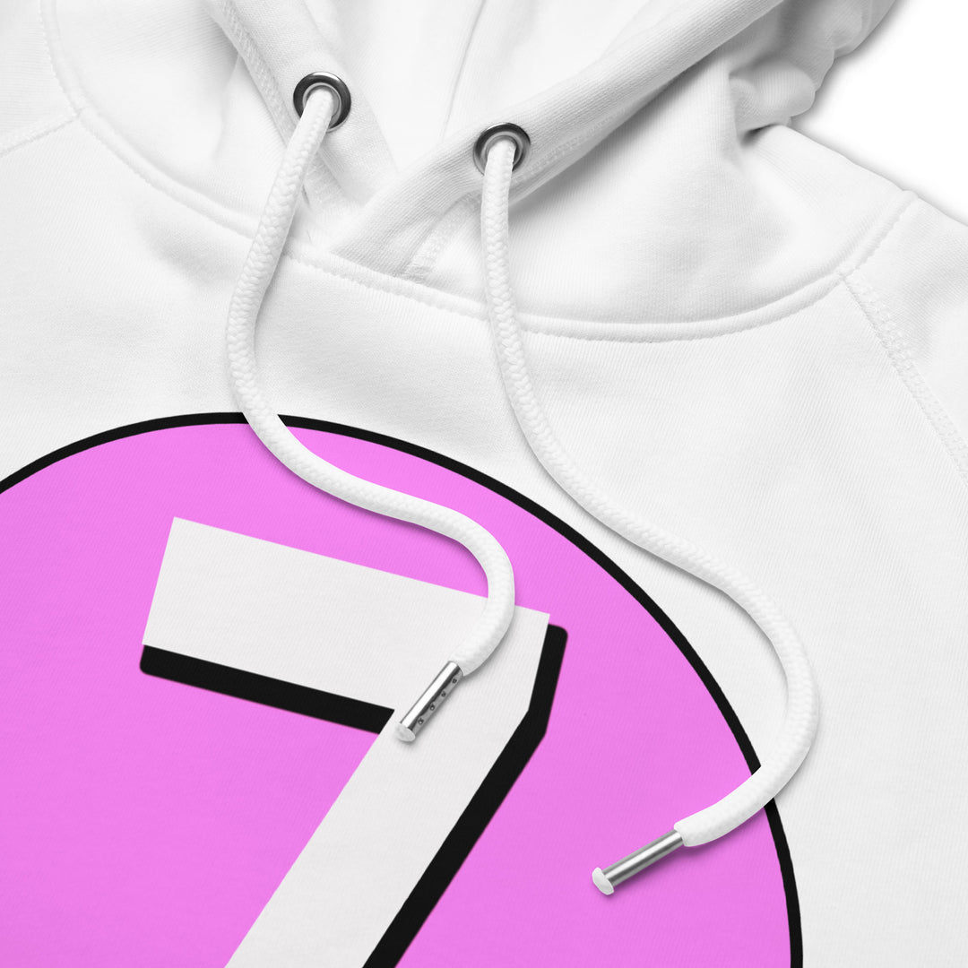 Unisex pullover hoodie: White on Pink 7