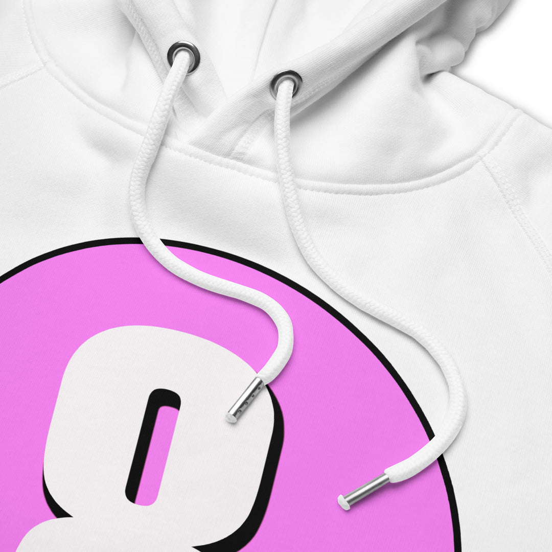 Unisex pullover hoodie: White on Pink 8