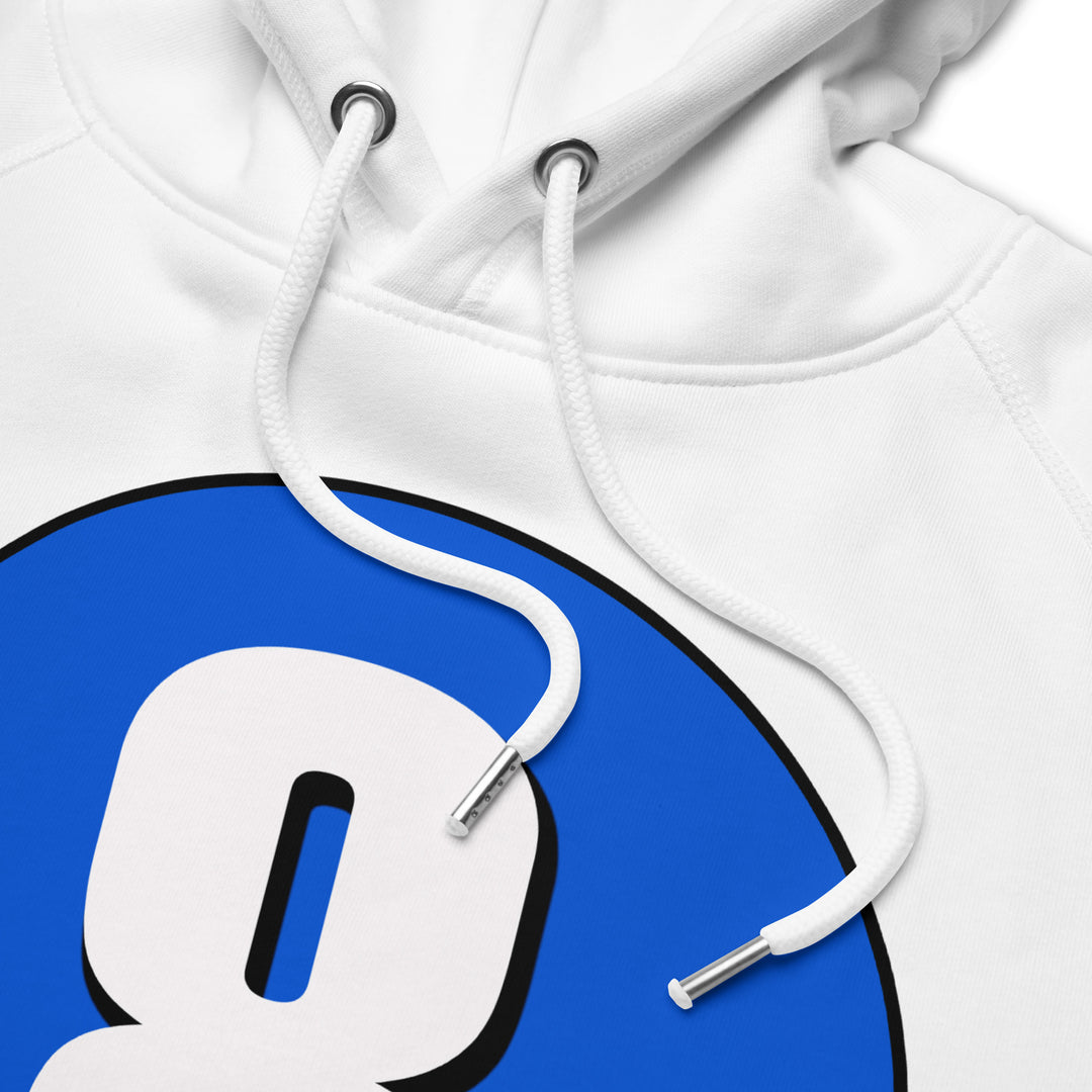 Unisex pullover hoodie: White on Periwinkle 8