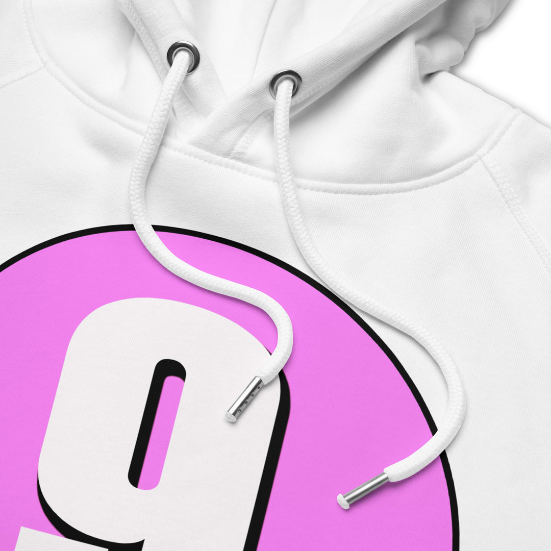 Unisex pullover hoodie: White on Pink 9