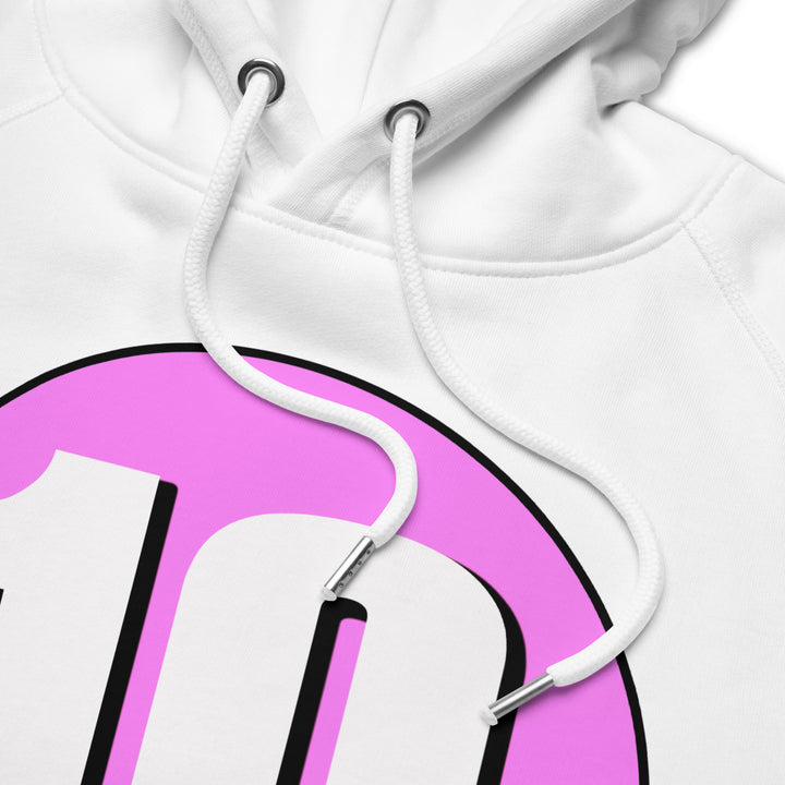 Unisex pullover hoodie: White on Pink 10