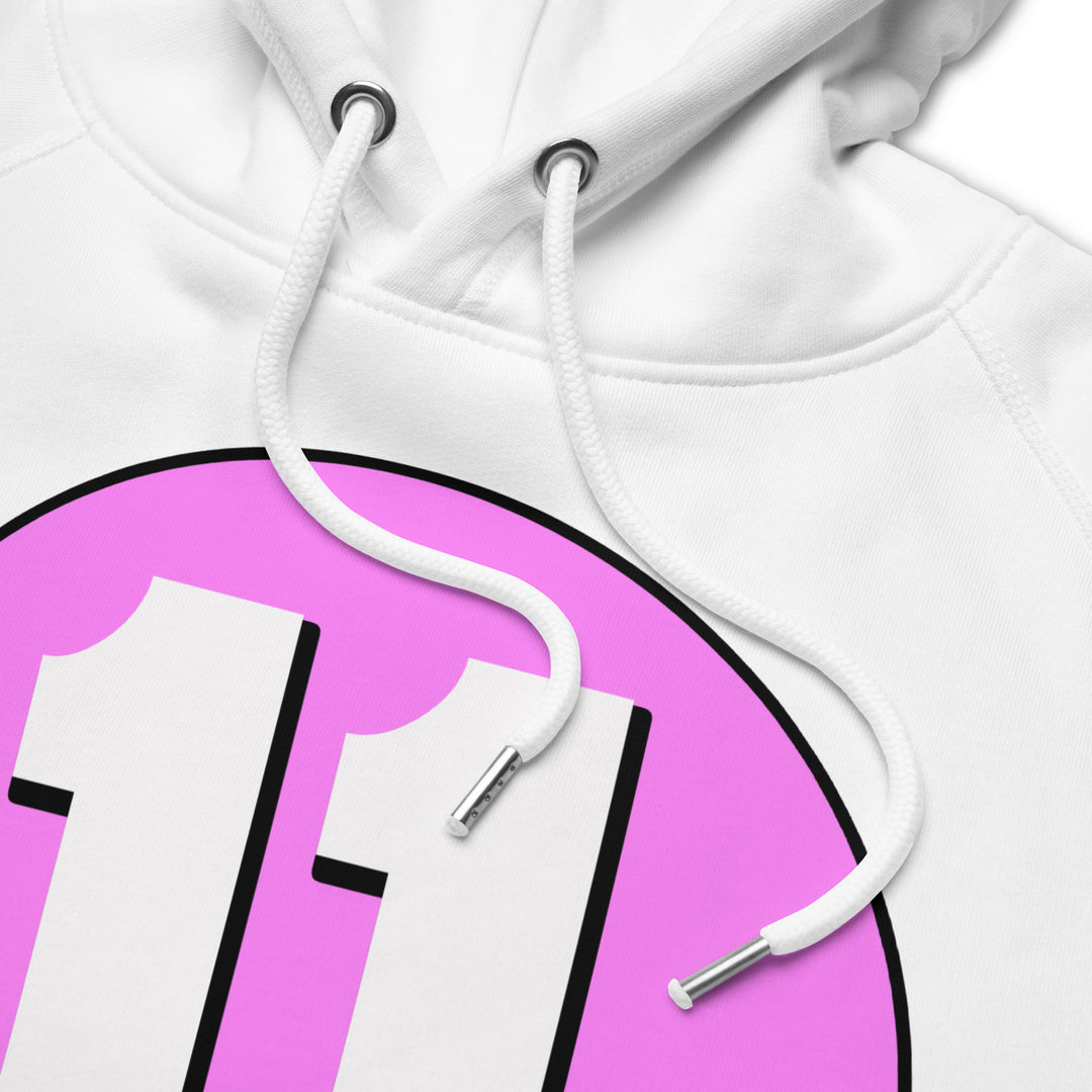 Unisex pullover hoodie: White on Pink 11