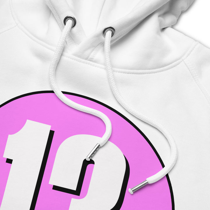 Unisex pullover hoodie: White on Pink 13