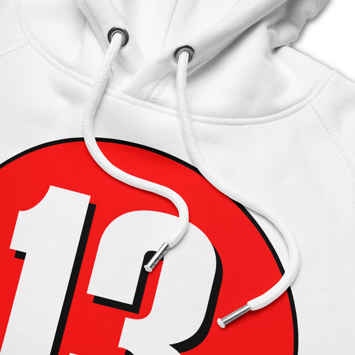 Unisex pullover hoodie: White on Red 13