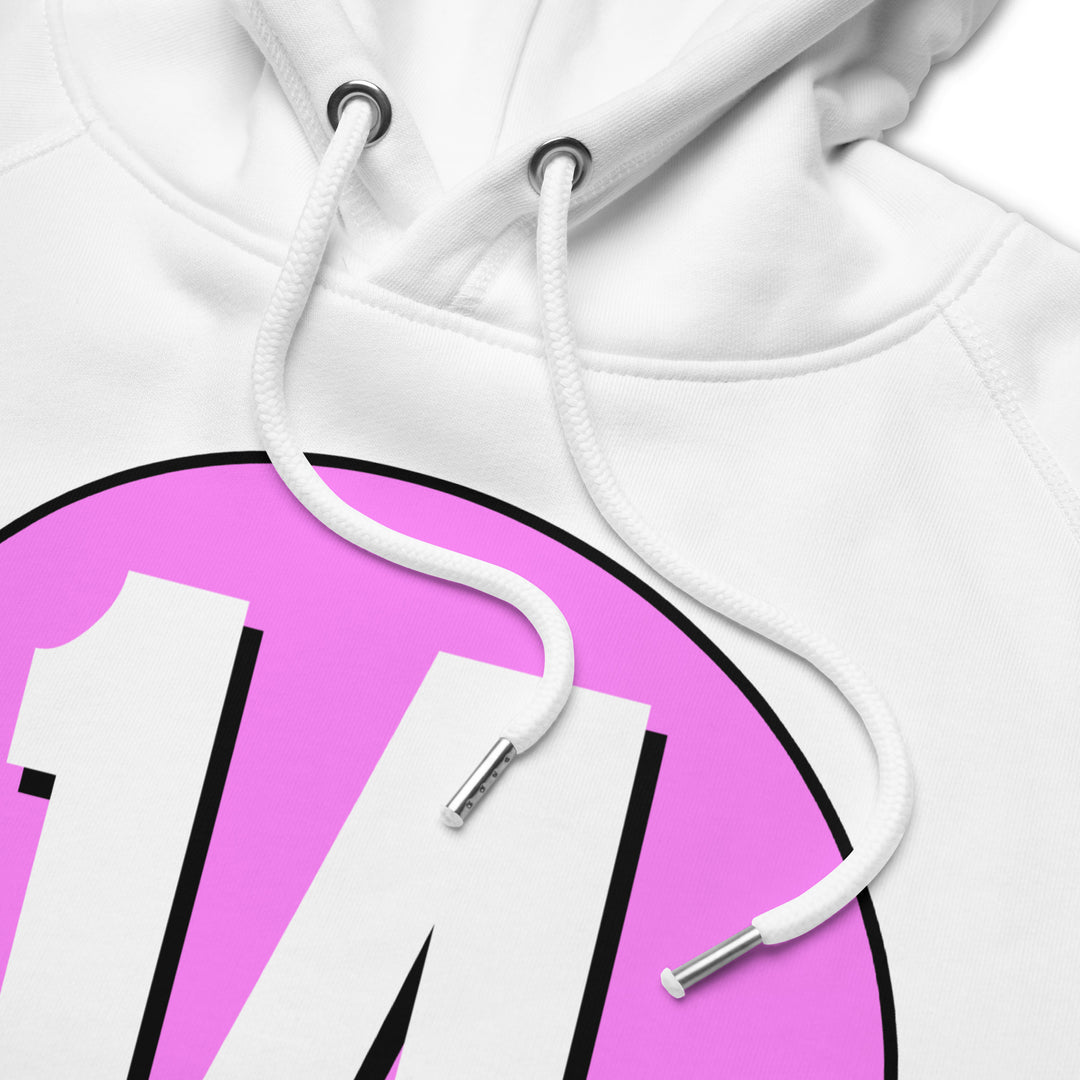 Unisex pullover hoodie: White on Pink 14