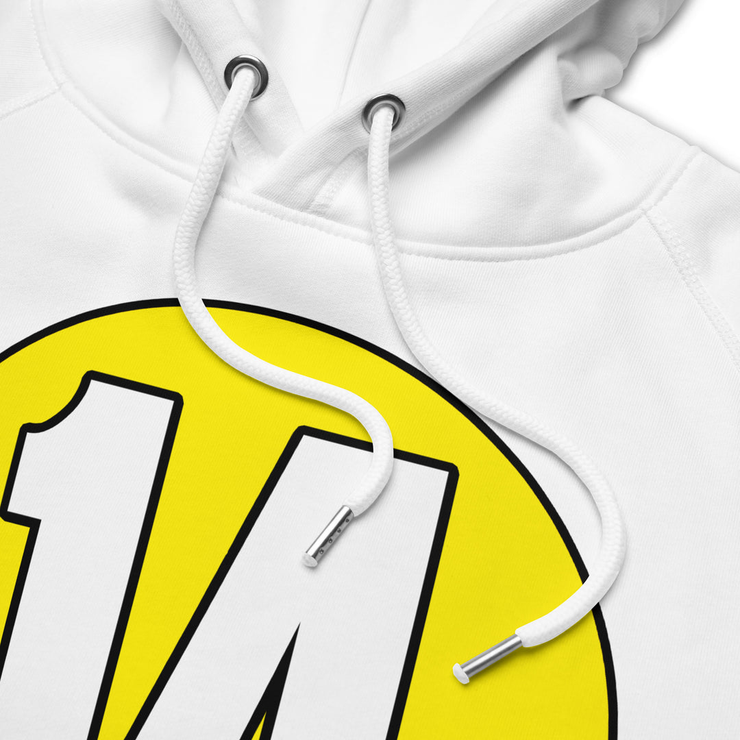 Unisex pullover hoodie: White on Yellow 14