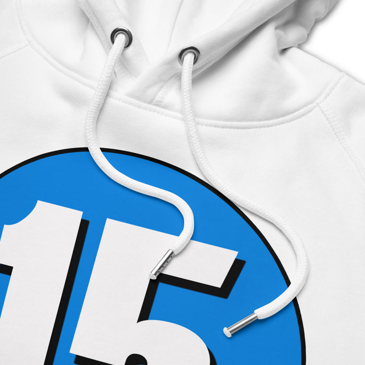 Unisex pullover hoodie: White on Blue 15