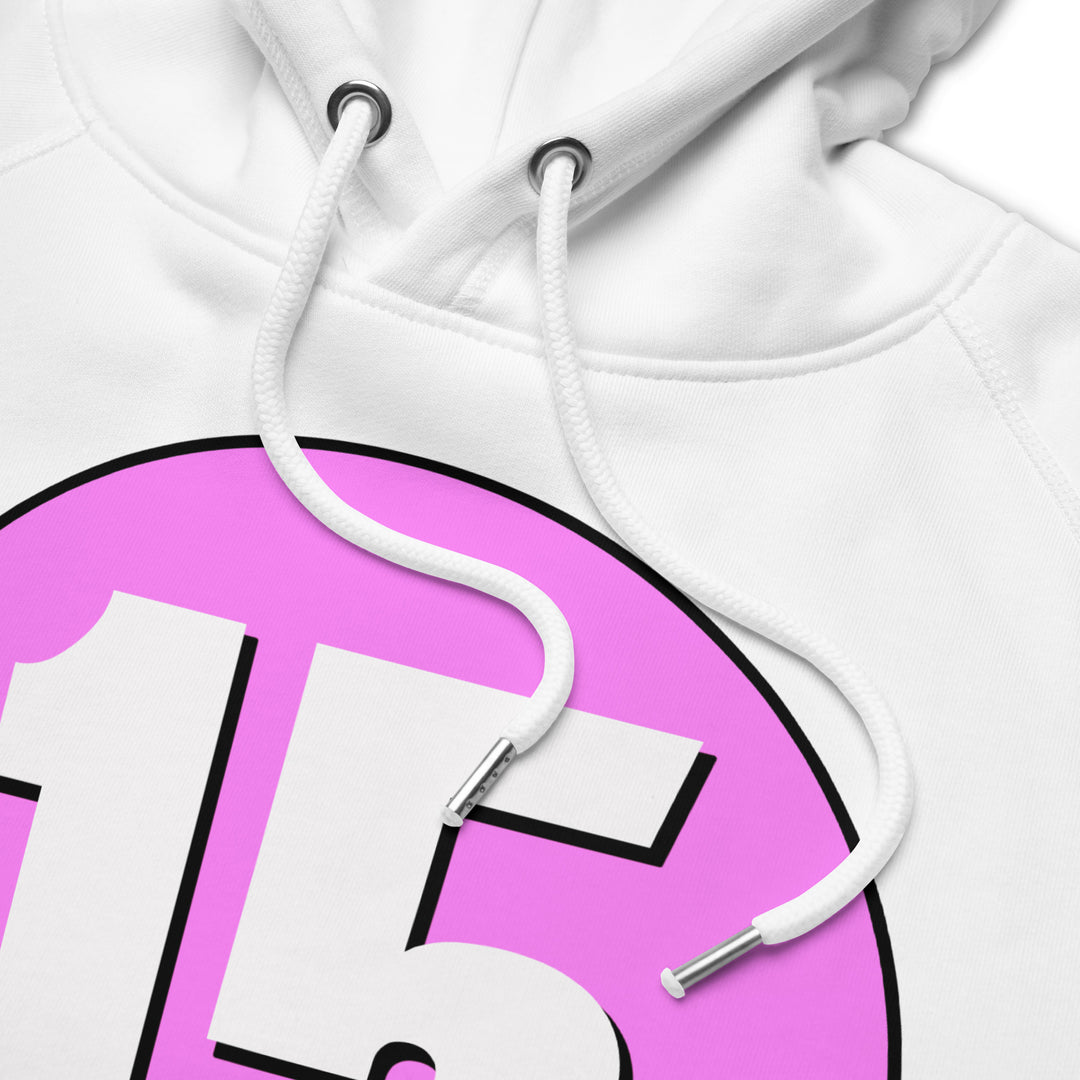 Unisex pullover hoodie: White on Pink 15