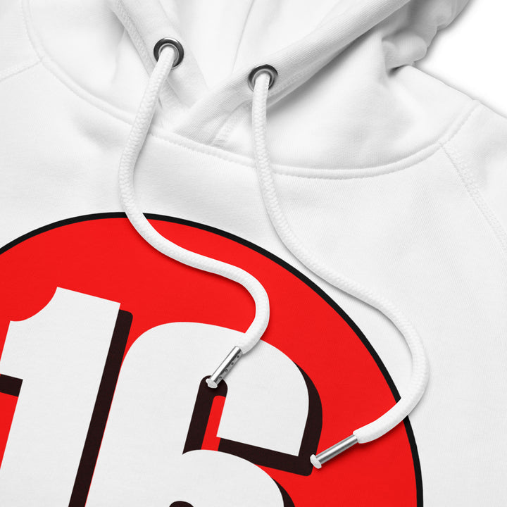 Unisex pullover hoodie: White on Red 16