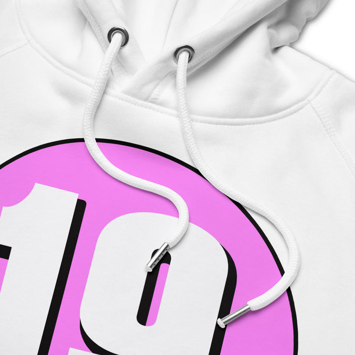 Unisex pullover hoodie: White on Pink 19