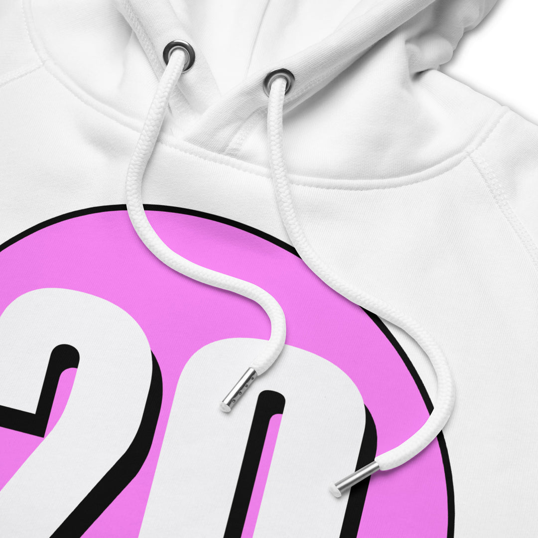 Unisex pullover hoodie: White on Pink 20