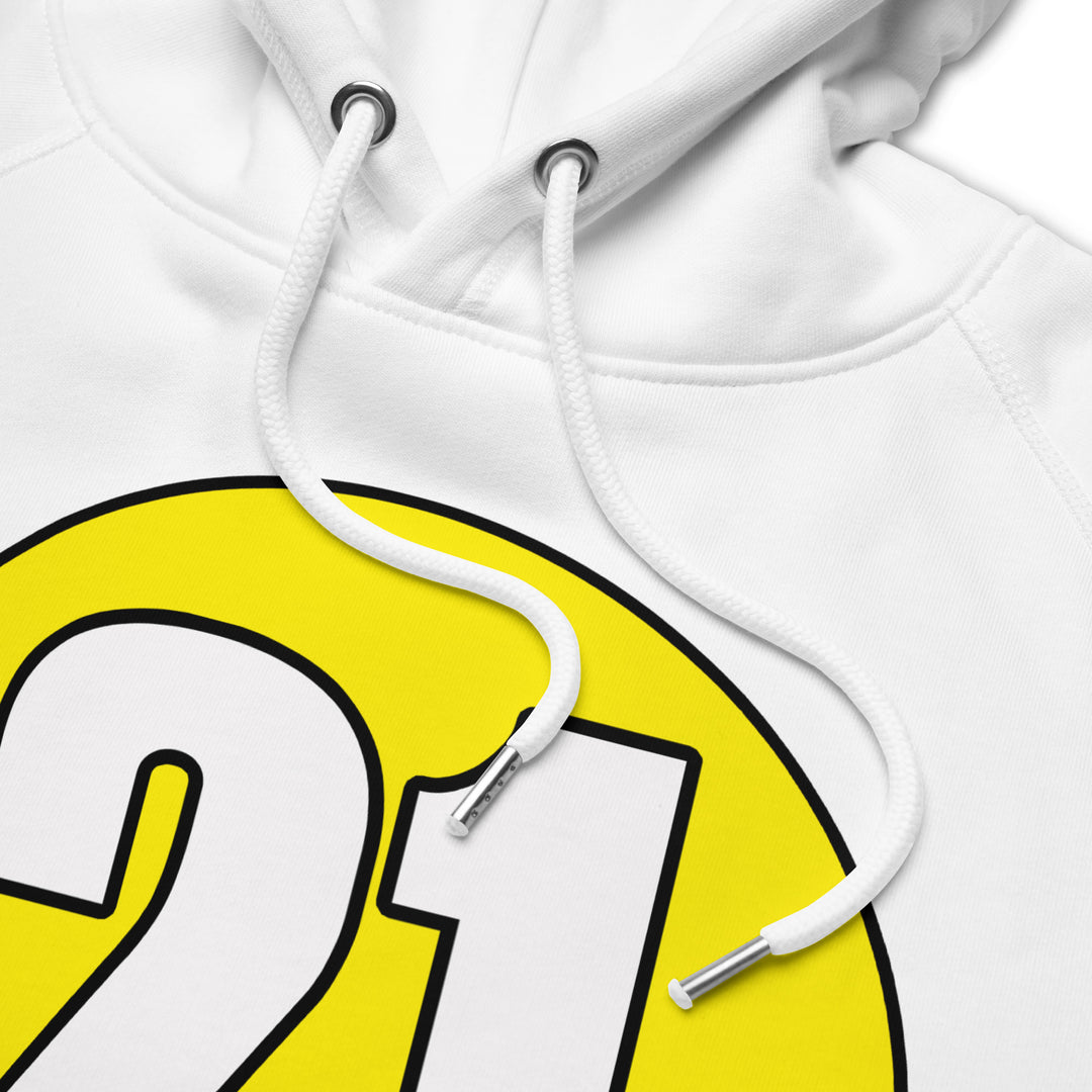 Unisex pullover hoodie: White on Yellow 21