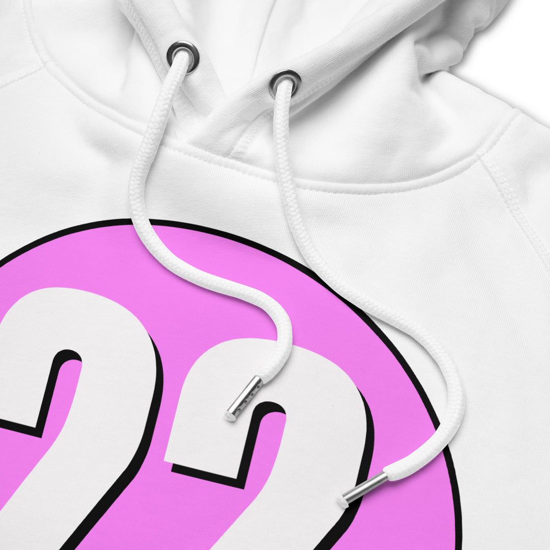 Unisex pullover hoodie: White on Pink 22