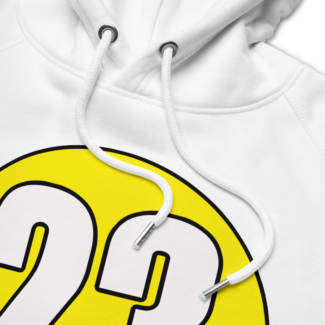 Unisex pullover hoodie: White on Yellow 23