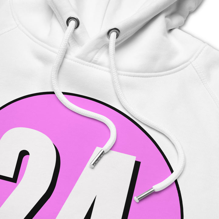 Unisex pullover hoodie: White on Pink 24