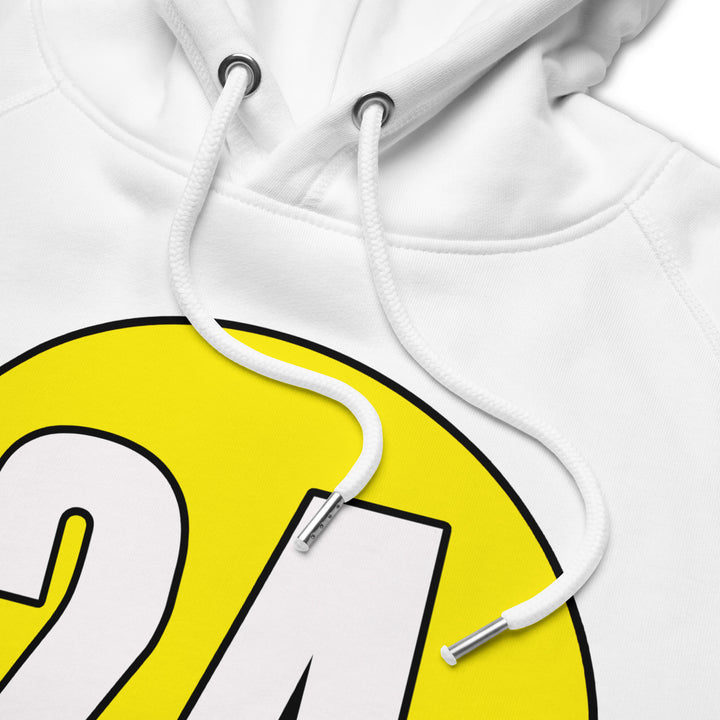 Unisex pullover hoodie: White on Yellow 24