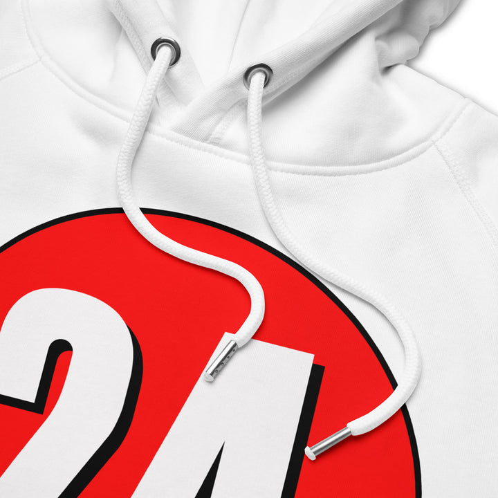 Unisex pullover hoodie: White on Red 24