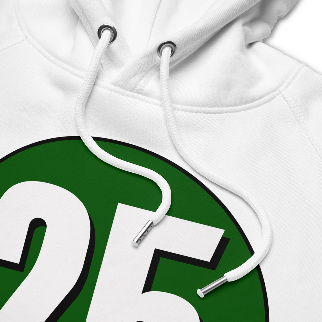 Unisex pullover hoodie: White on Hunter Green 25