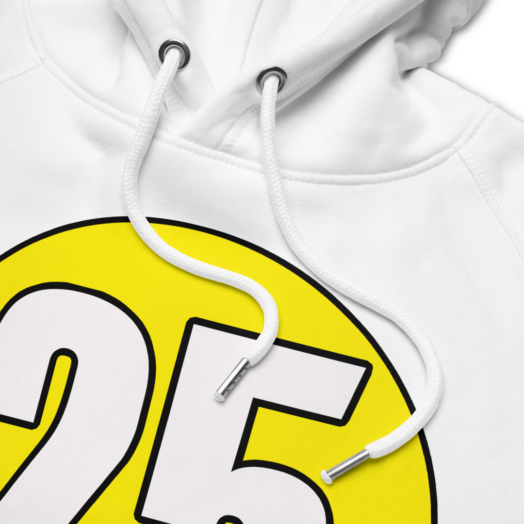 Unisex pullover hoodie: White on Yellow 25